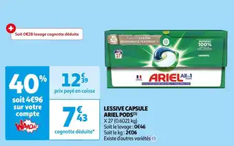 Auchan Supermarché Ariel lessive capsule pods offre
