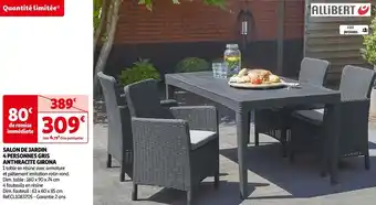 Auchan Allibert salon de jardin 4 personnes gris anthracite girona offre