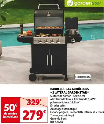 Auchan Gardenstar barbecue gaz 4 brûleurs + 1 latéral offre