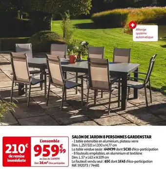 Auchan Gardenstar salon de jardin 8 personnes offre