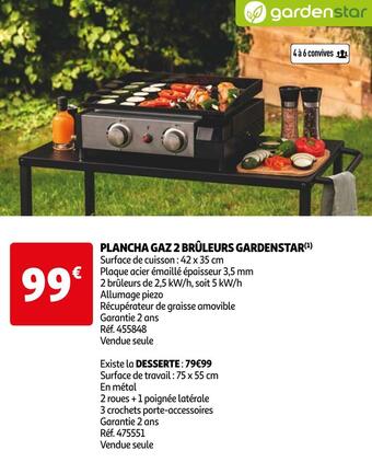 Auchan Gardenstar plancha gaz 2 brûleurs offre