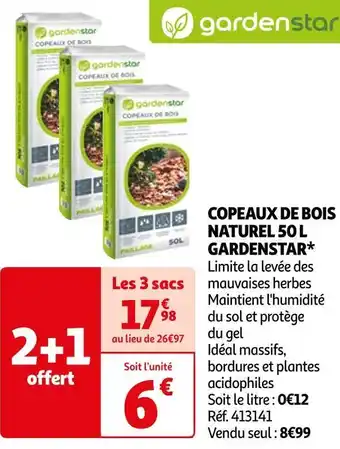 Auchan Gardenstar copeaux de bois naturel 50 l offre