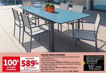 Auchan Salon de jardin 6 personnes offre