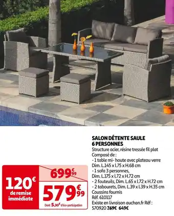 Auchan Salon détente saule 6 personnes offre
