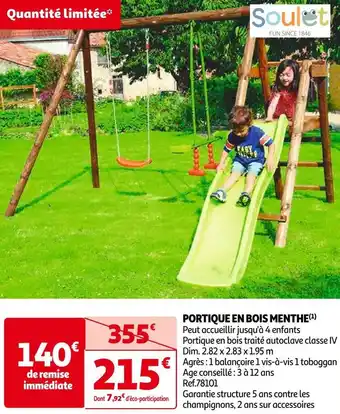Auchan Portique en bois menthe offre