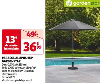 Auchan Gardenstar parasol alu push up offre