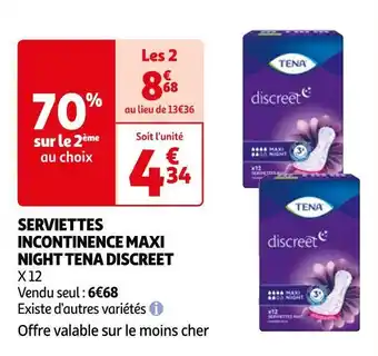 Tena serviettes incontinence maxi night discreet