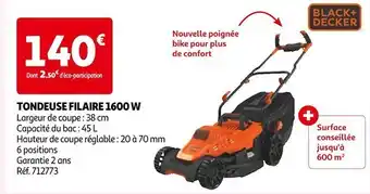 Auchan Black+decker tondeuse filaire 1600 w offre