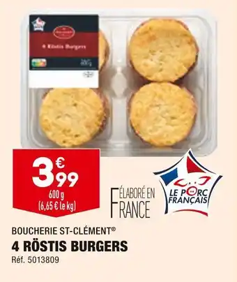 ALDI Boucherie st-clément 4 röstis burgers offre