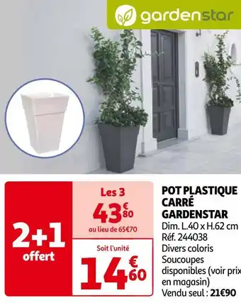 Auchan Gardenstar pot plastique carré offre
