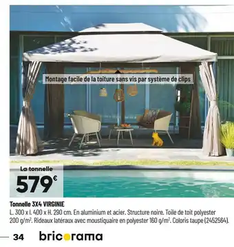 Bricorama Tonnelle 3x4 virginie offre