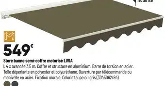 Bricorama Store banne semi-coffre motorisé livia offre