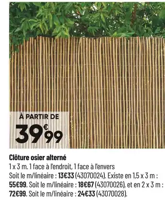 Clôture osier alterné