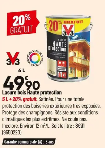 Bricorama 3v3 lasure bois haute protection offre