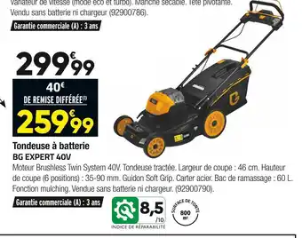 Bricorama Bestgreen tondeuse à batterie bg expert 40v offre
