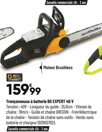 Bricorama Bestgreen tronçonneuse à batterie bg expert 40v offre