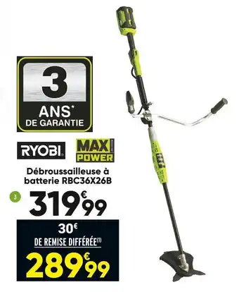 Bricorama Ryobi débroussailleuse à batterie rbc36x26b offre