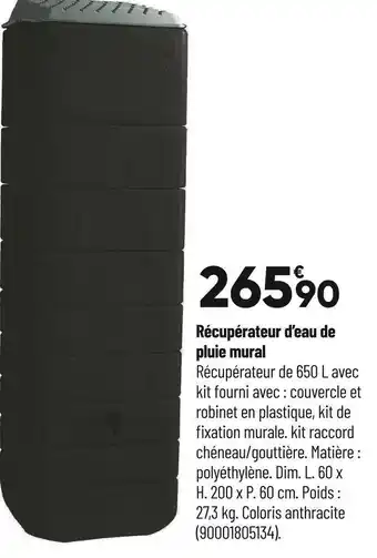Bricorama Récupérateur d’eau de pluie mural offre