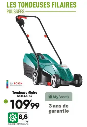 Bricorama Bosch tondeuse filaire rotak 32 offre