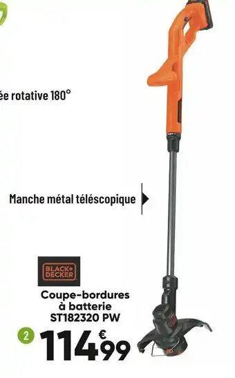 Bricorama Black + decker coupe-bordures à batterie st182320 pw offre
