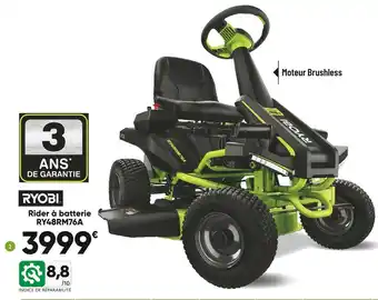 Bricorama Ryobi rider à batterie ry48rm76a offre