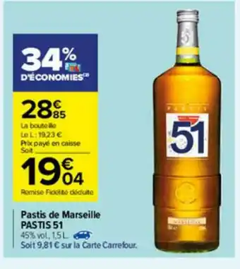Carrefour Market Pastis De Marseille Pastis 51 offre