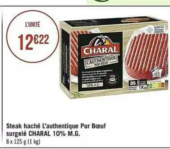 Casino Supermarchés Steak Haché L'authentique Pur Boeuf Surgelé Charal 10% M.g. offre