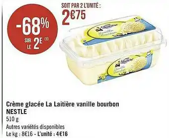 Casino Supermarchés Crème Glacée La Laitière Vanille Bourbon Nestlé offre