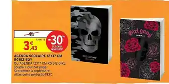 Intermarché Agenda Scolaire 12 X 17 Cm Rg512 Boy offre