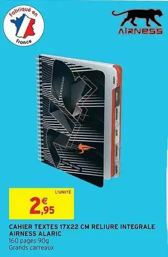 Intermarché Cahier Textes 17 X 22 Cm Reliure Integrale Airness Alaric offre