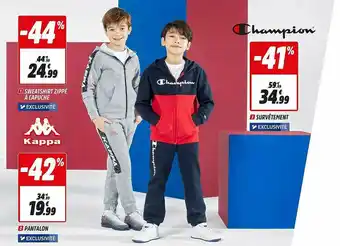 Sweatshirt Zippé à Capuche, Pantalon Kappa, Survêtement Champion