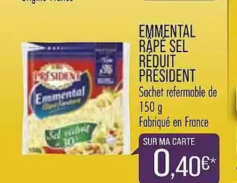 Match Emmental Râpé Sel Réduit Président offre