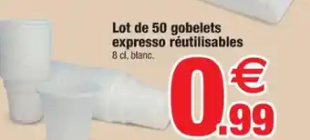 Bazarland Lot de 50 Gobelets Expresso Réutilisables offre