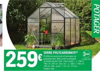 E.Leclerc Jardi Serre Polycarbonate offre