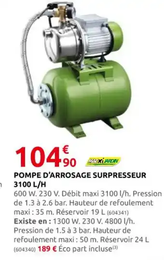 pompe D'Arrosage Surpresseur 3100 L/H