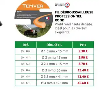 Rural Master Fil Débroussailleuse Professionnel rond offre