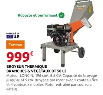 Rural Master Broyeur Thermique Branches & Végétaux BT 50 L2 offre