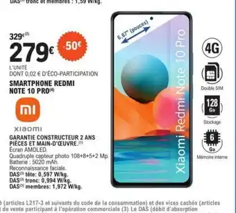 E.Leclerc Smartphone Redmi Note 10 Pro offre