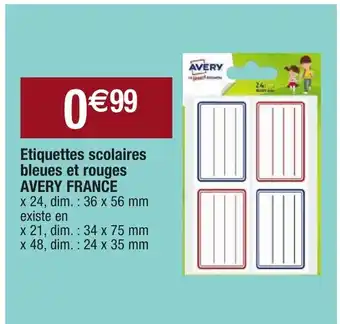 Migros Etiquettes Scolaire Bleues Et Rouges Avery France offre