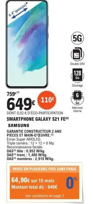 E.Leclerc Smartphone Galaxy S21 FE Samsung offre