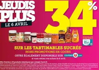 Super U Sur Les Tartinables Sucrés offre