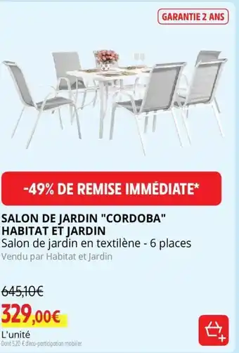 Intermarché Salon De Jardin "cordoba"Habitat Et Jardin offre