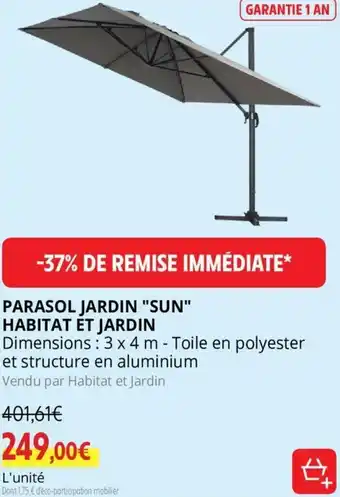 Intermarché Parasol Jardin "Sun" Habitat Et Jardin offre