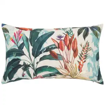 Maisons du Monde Housse de coussin en lin et en coton imprimés feuillages multicolores 30x50 offre