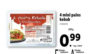 4 Mini pains kebab