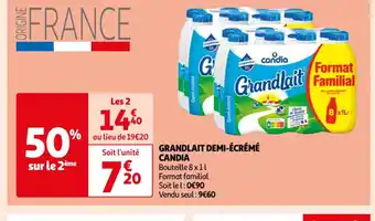 Auchan Grandlait demi-ecreme candia offre