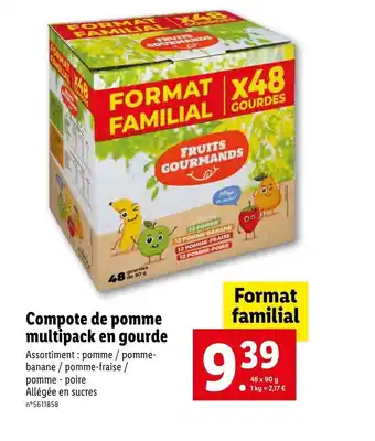 Lidl Compote de pomme multipack en gourde offre