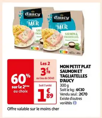 Auchan Mon Petit plat saumon et tagliatelles d'aucy offre