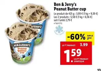 Lidl Ben & jerry's peanut butter cup offre
