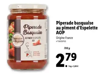 Lidl Piperade basquaise au piment d'espelette AOP offre